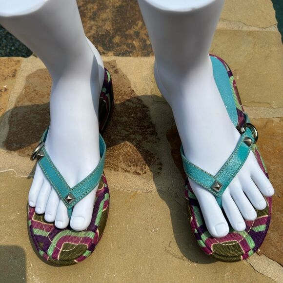 PRADA studded sandals with grommets beautiful blues and pinks size 9 (39 EU) - Picture 4 of 13